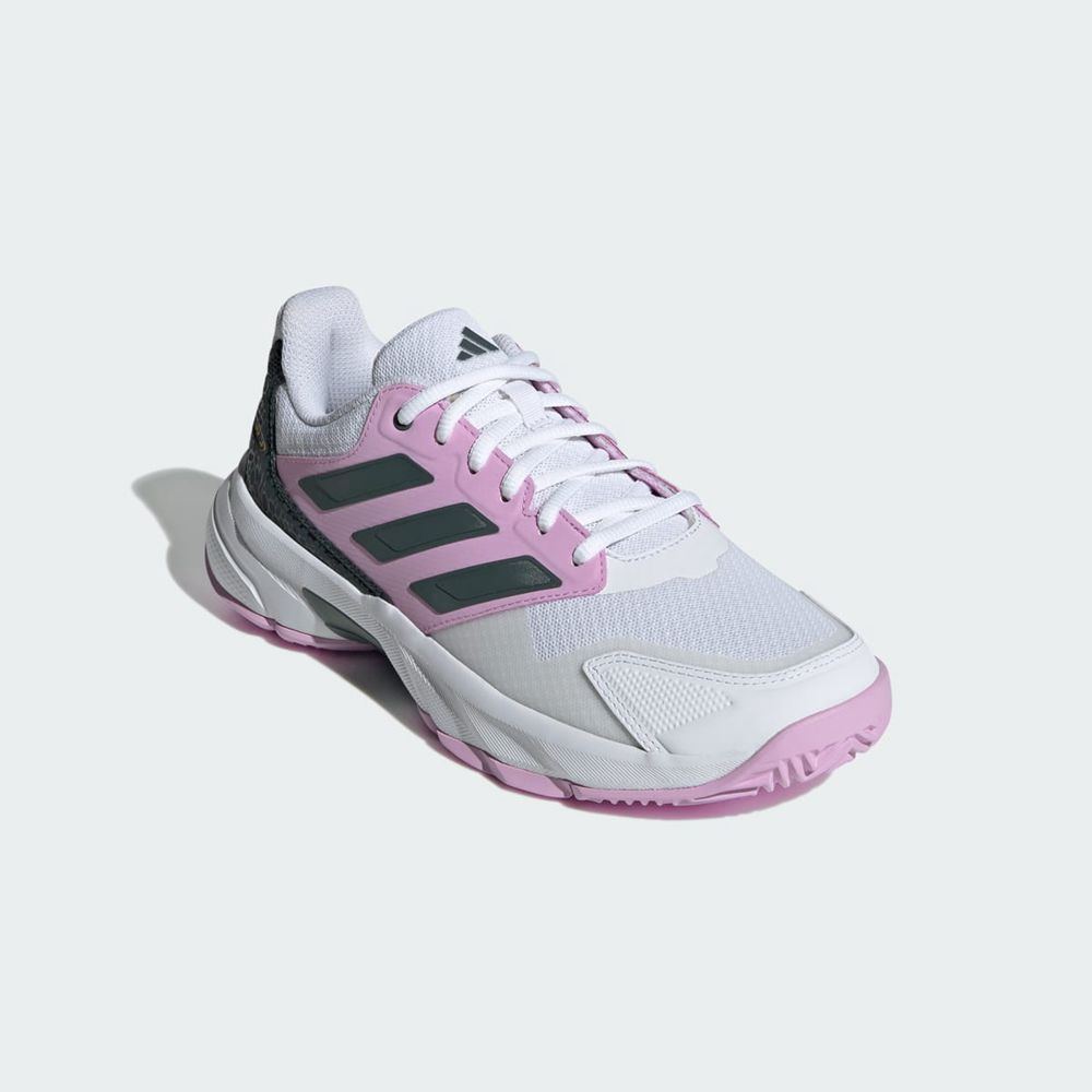 Chaussure Tennis Adidas Courtjam Control 3 Blanche Noir Violette Femme | DOQ-54214193