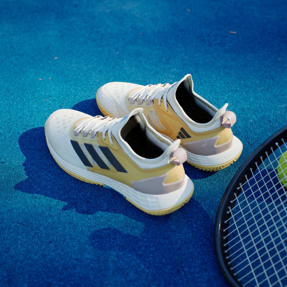 Chaussure Tennis Adidas Adizero Ubersonic 4.1 Jaune Noir Blanche Femme | OTI-82235679