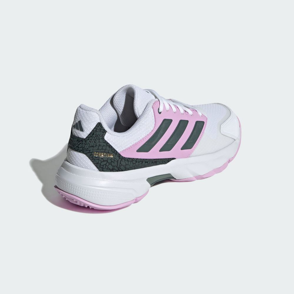 Chaussure Tennis Adidas Courtjam Control 3 Blanche Noir Violette Femme | DOQ-54214193