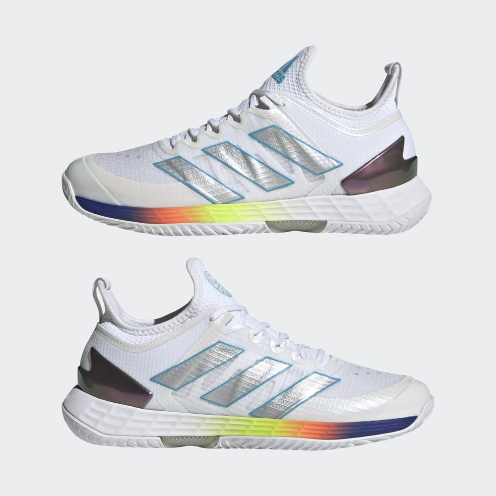 Chaussure Tennis Adidas Adizero Ubersonic 4 Blanche Argent Bleu Femme | BDR-94149171