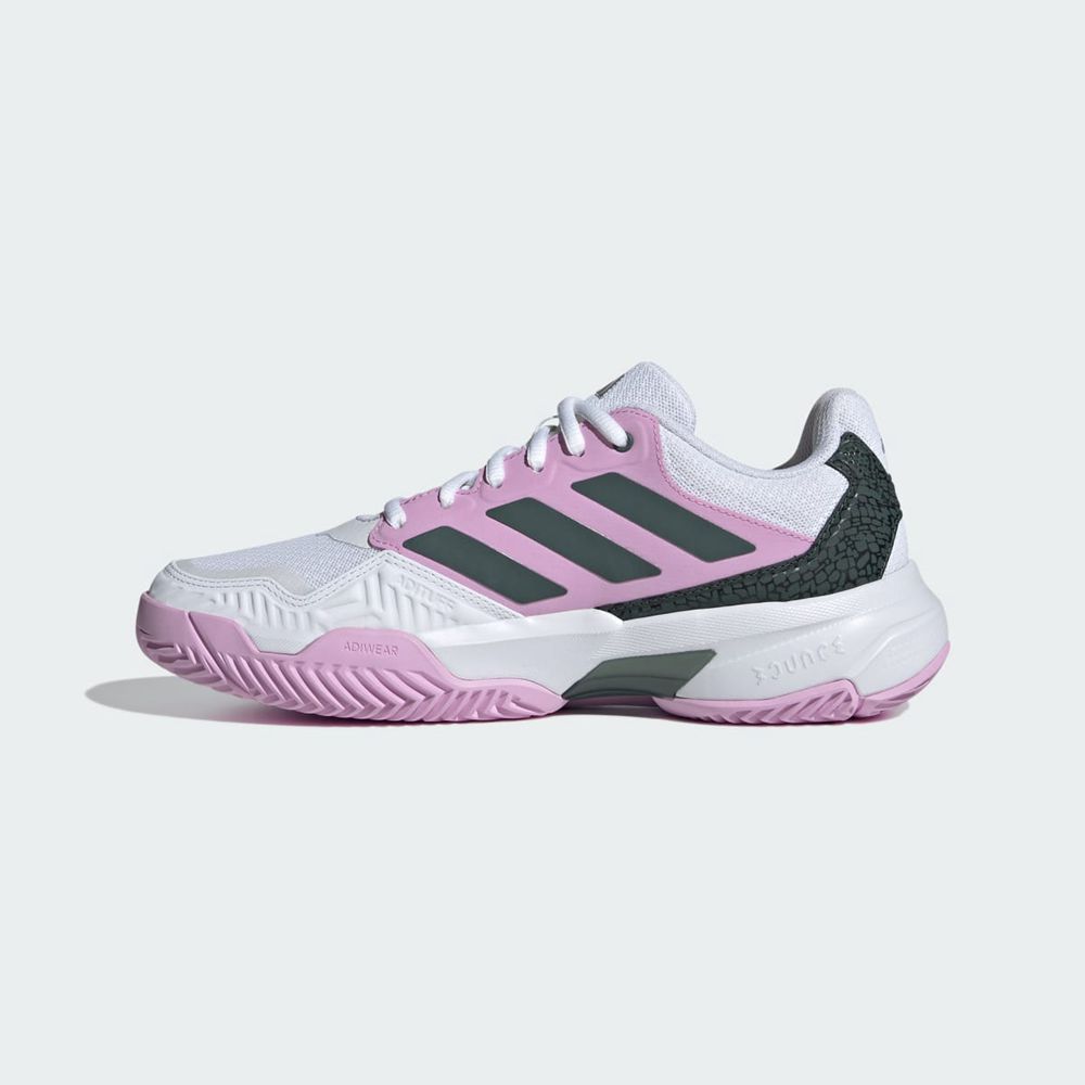 Chaussure Tennis Adidas Courtjam Control 3 Blanche Noir Violette Femme | DOQ-54214193