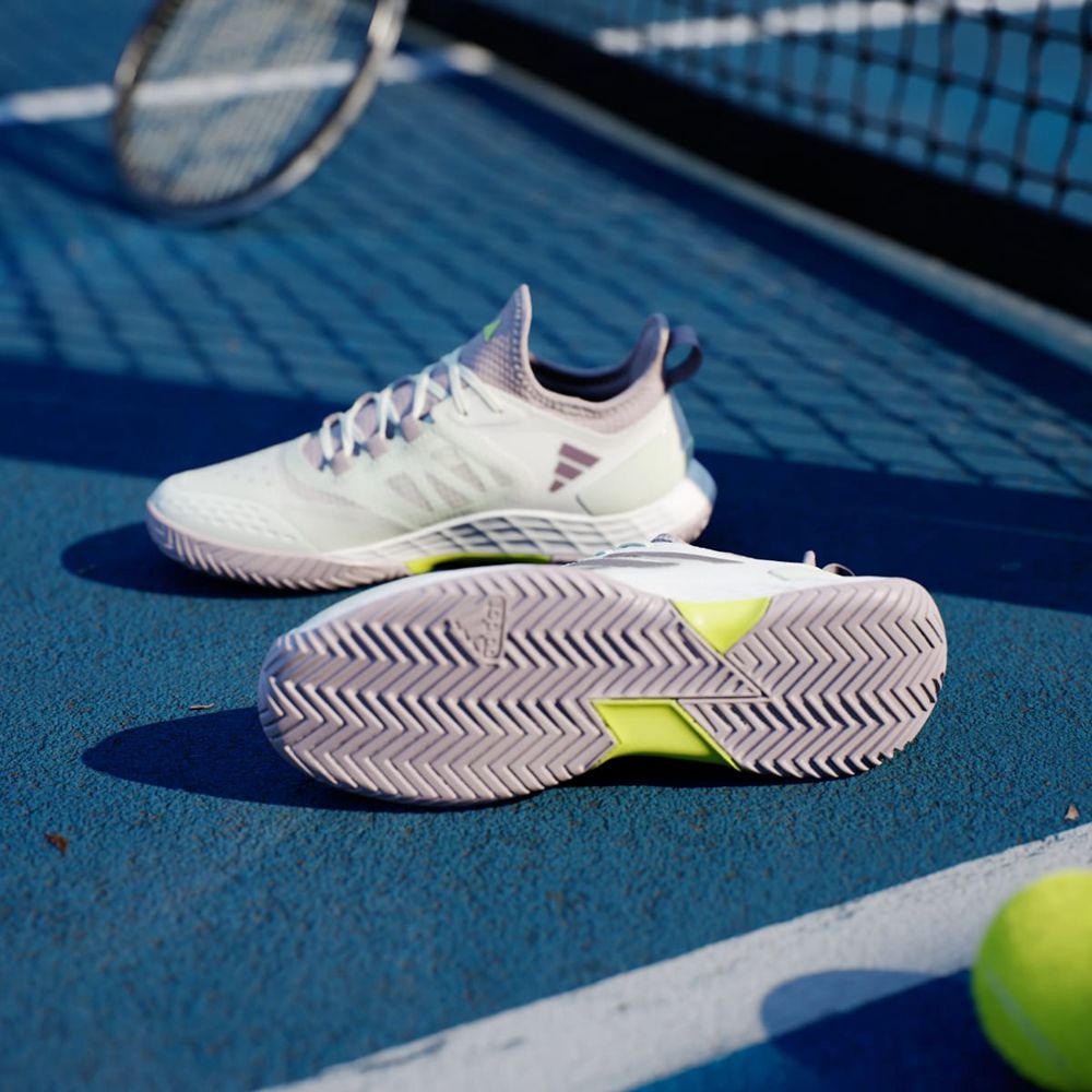 Chaussure Tennis Adidas Adizero Ubersonic 4.1 Blanche Grise Vert Femme | FSP-12198474