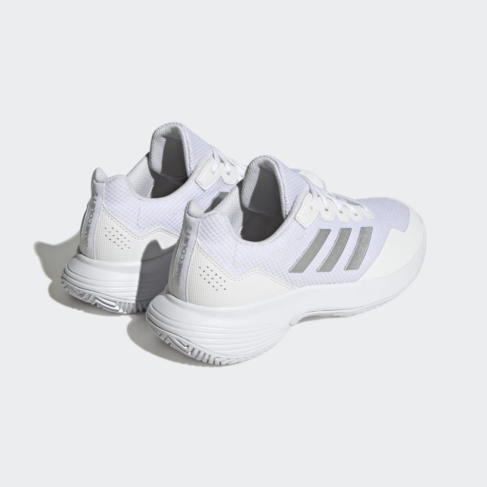 Chaussure Tennis Adidas Gamecourt 2.0 Blanche Argent Femme | IEX-79656437