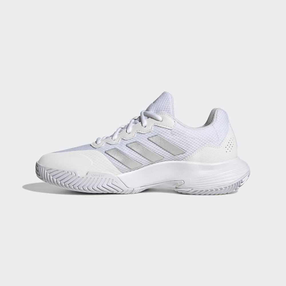 Chaussure Tennis Adidas Gamecourt 2.0 Blanche Argent Femme | IEX-79656437