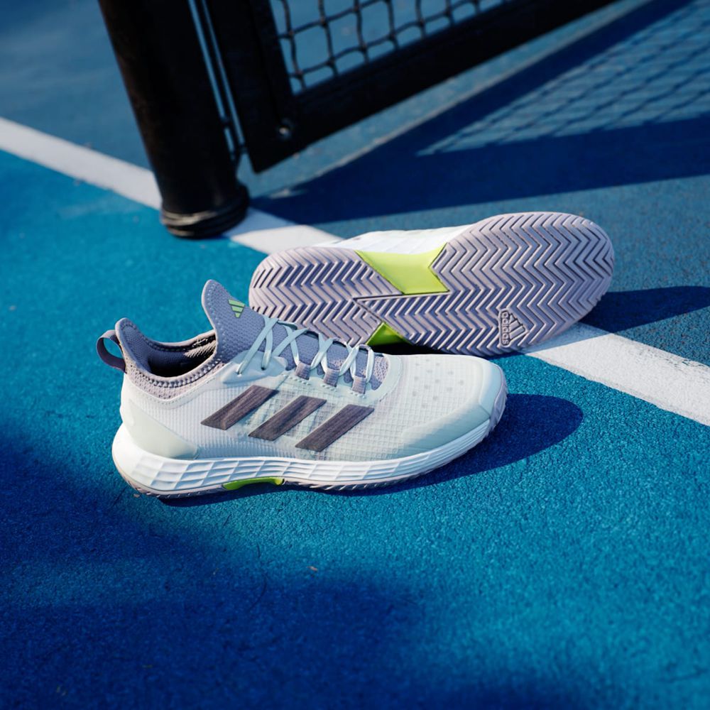 Chaussure Tennis Adidas Adizero Ubersonic 4.1 Blanche Grise Vert Femme | FSP-12198474