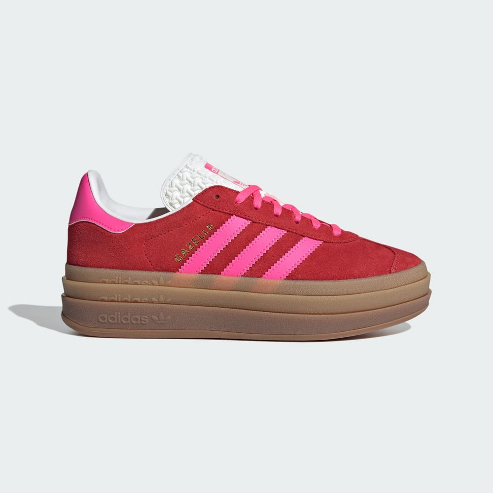 Basket Adidas Gazelle Bold Rouge Rose Blanche Femme | LUQ-10706007