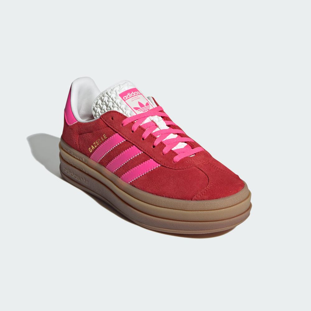 Basket Adidas Gazelle Bold Rouge Rose Blanche Femme | LUQ-10706007