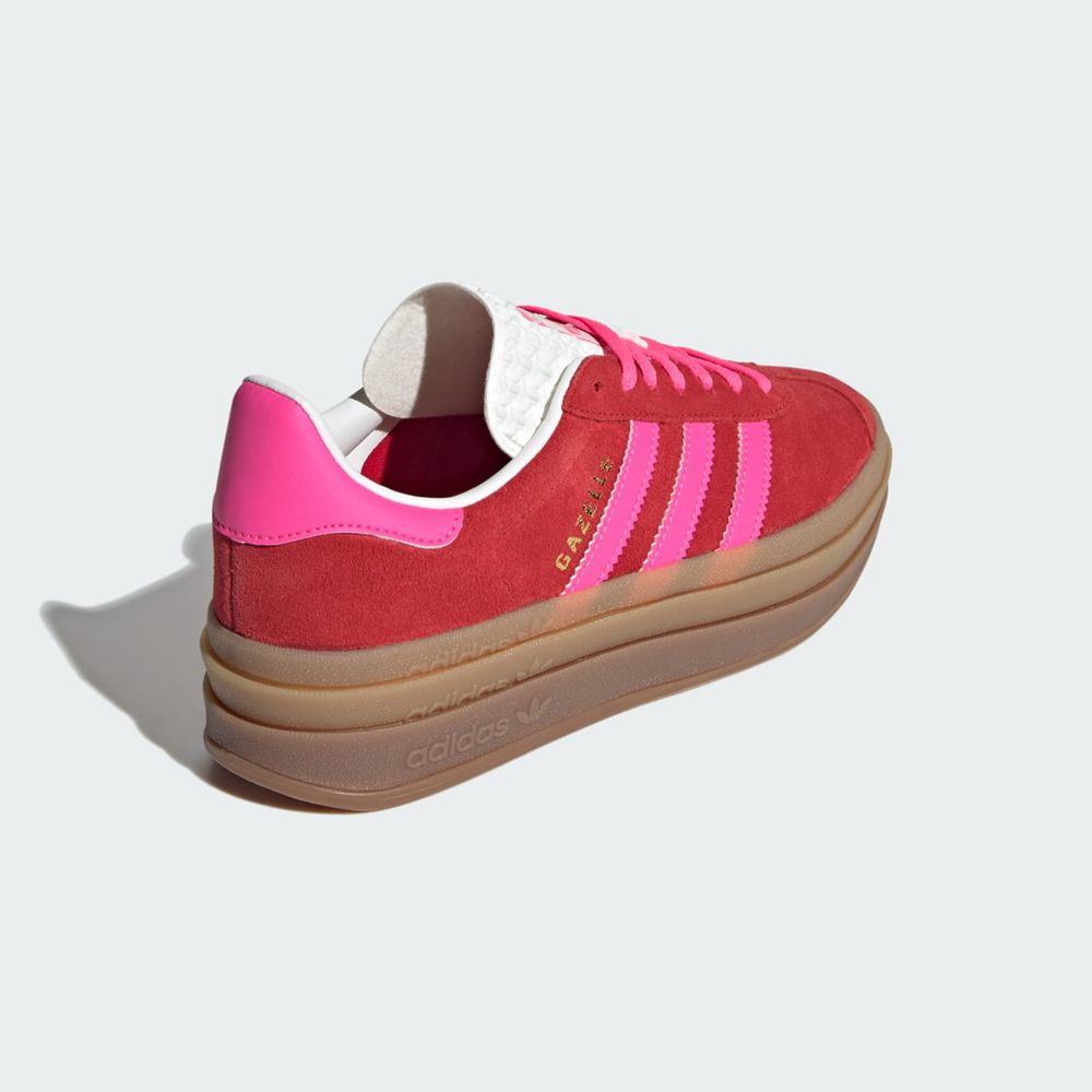 Basket Adidas Gazelle Bold Rouge Rose Blanche Femme | LUQ-10706007