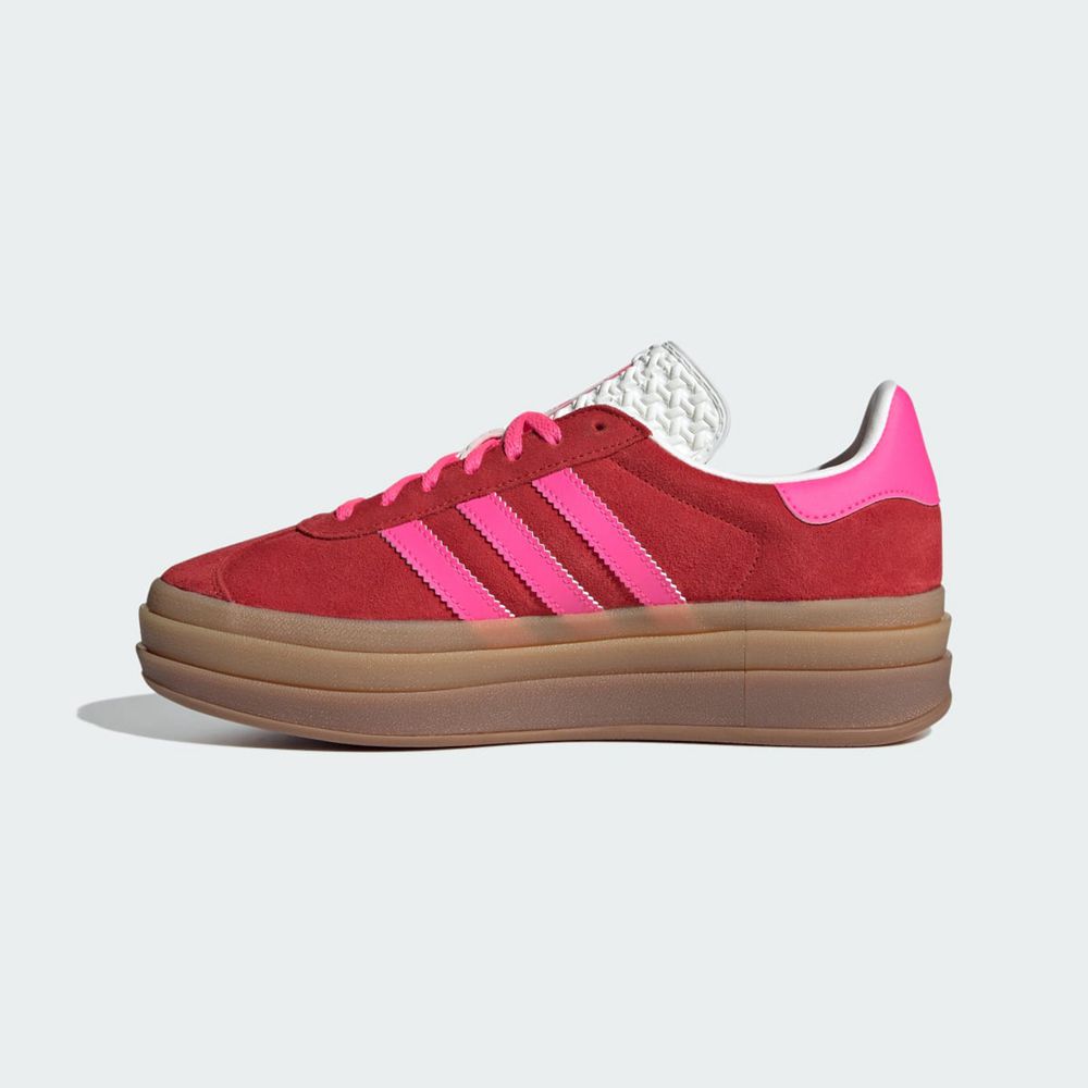 Basket Adidas Gazelle Bold Rouge Rose Blanche Femme | LUQ-10706007