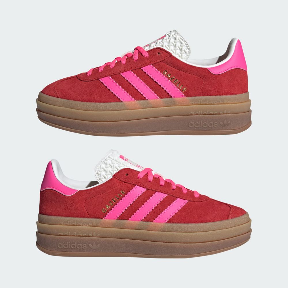 Basket Adidas Gazelle Bold Rouge Rose Blanche Femme | LUQ-10706007