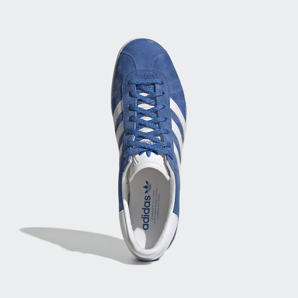 Basket Adidas Gazelle 85 Bleu Blanche Doré Femme | LEY-41396137