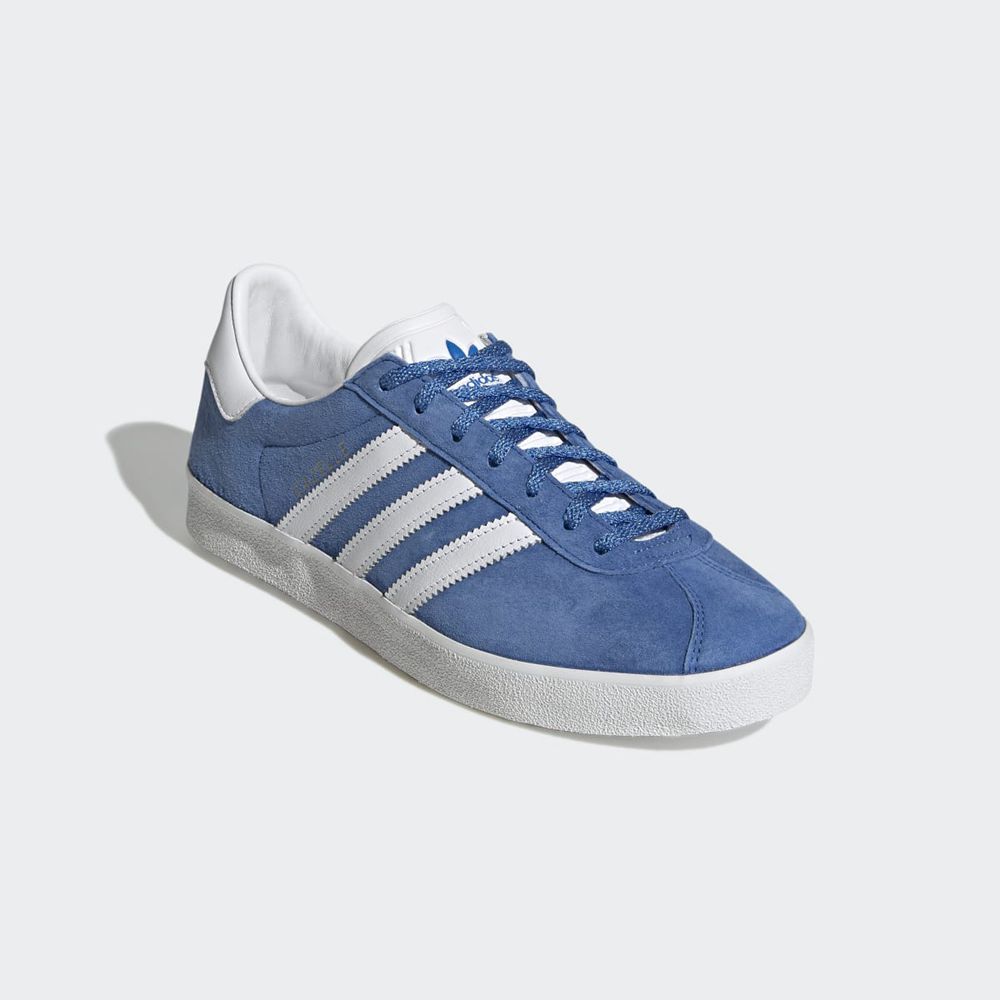 Basket Adidas Gazelle 85 Bleu Blanche Doré Femme | LEY-41396137