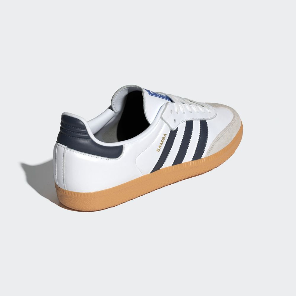 Basket Adidas Samba OG Blanche Bleu Marine Femme | LNG-15268180