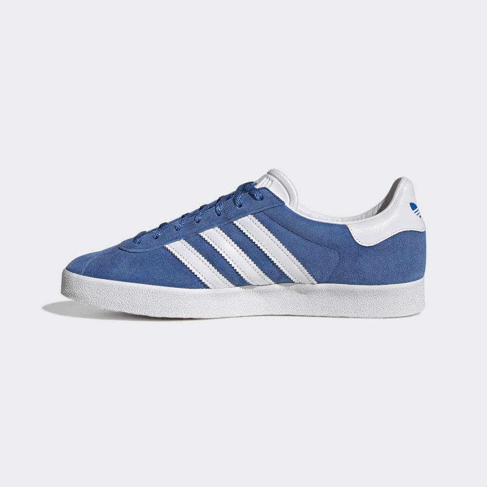 Basket Adidas Gazelle 85 Bleu Blanche Doré Femme | LEY-41396137