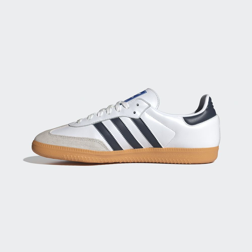 Basket Adidas Samba OG Blanche Bleu Marine Femme | LNG-15268180