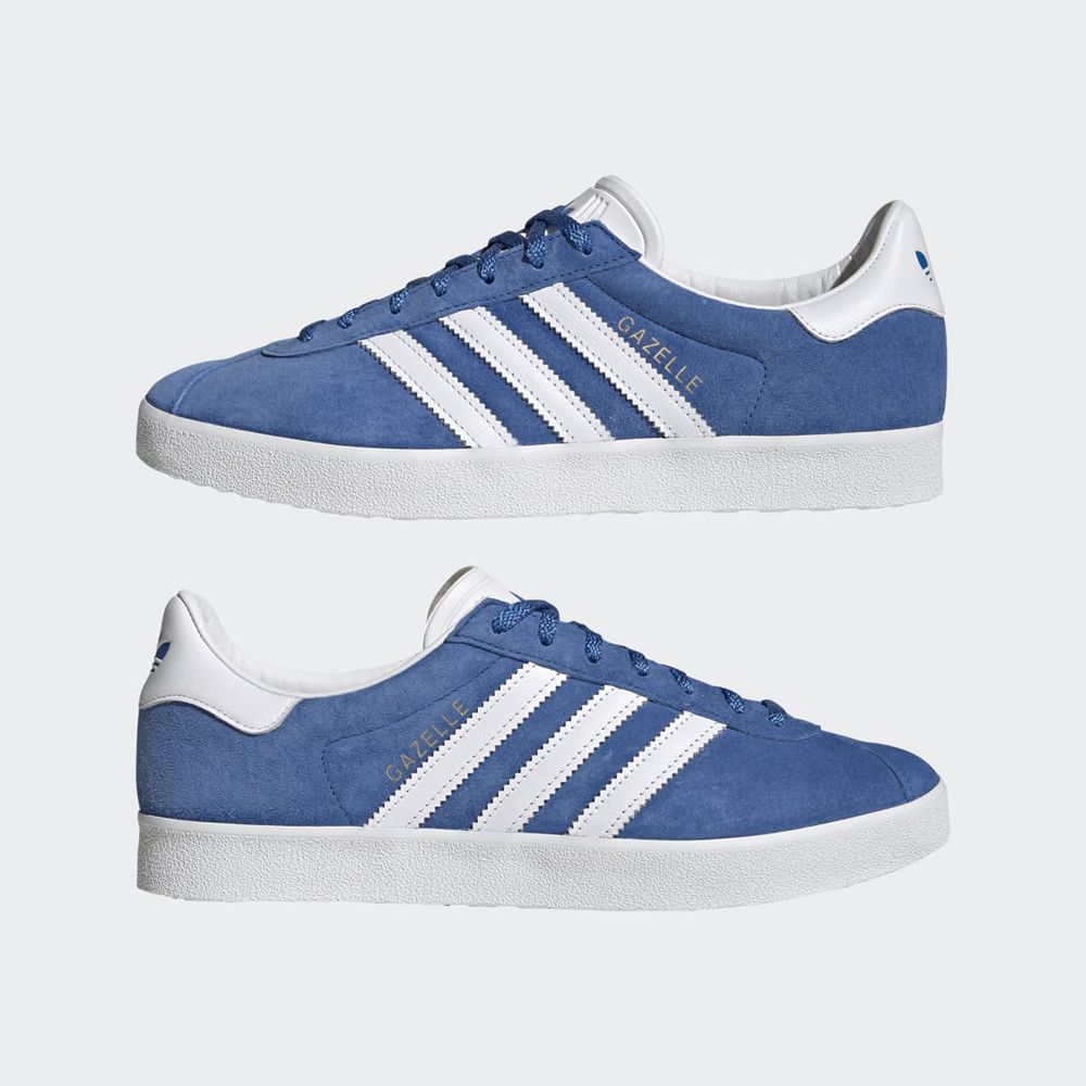 Basket Adidas Gazelle 85 Bleu Blanche Doré Femme | LEY-41396137