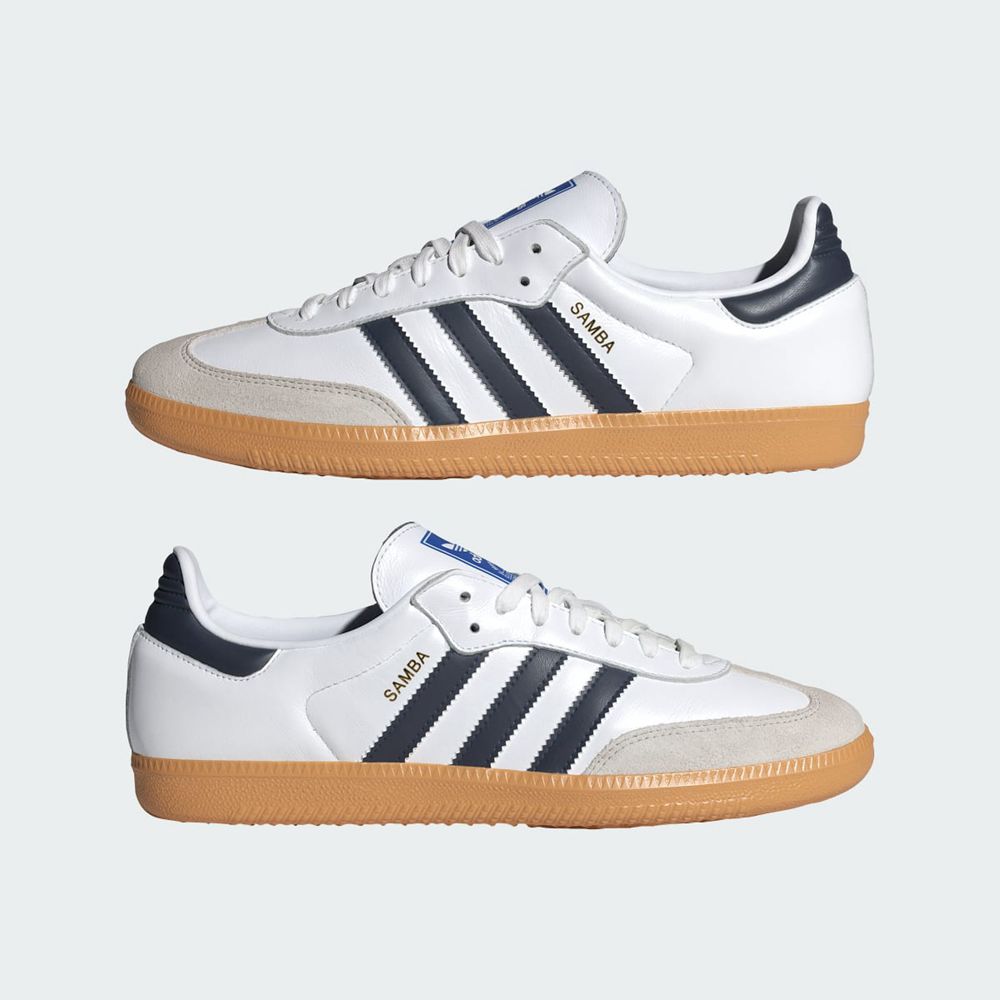 Basket Adidas Samba OG Blanche Bleu Marine Femme | LNG-15268180