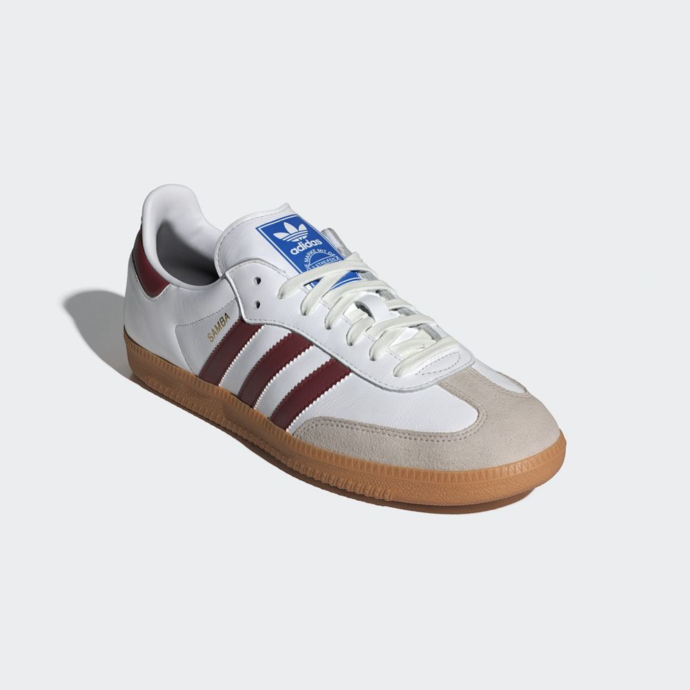 Basket Adidas Samba OG Blanche Bordeaux Femme | PYK-31212335