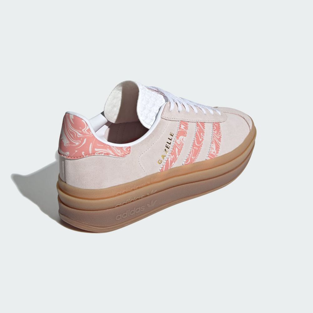 Basket Adidas Gazelle Bold Beige Rose Blanche Femme | UWD-73978900