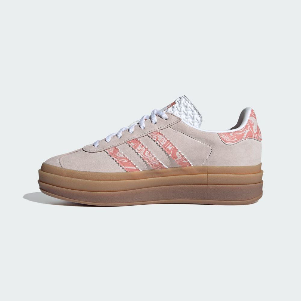 Basket Adidas Gazelle Bold Beige Rose Blanche Femme | UWD-73978900