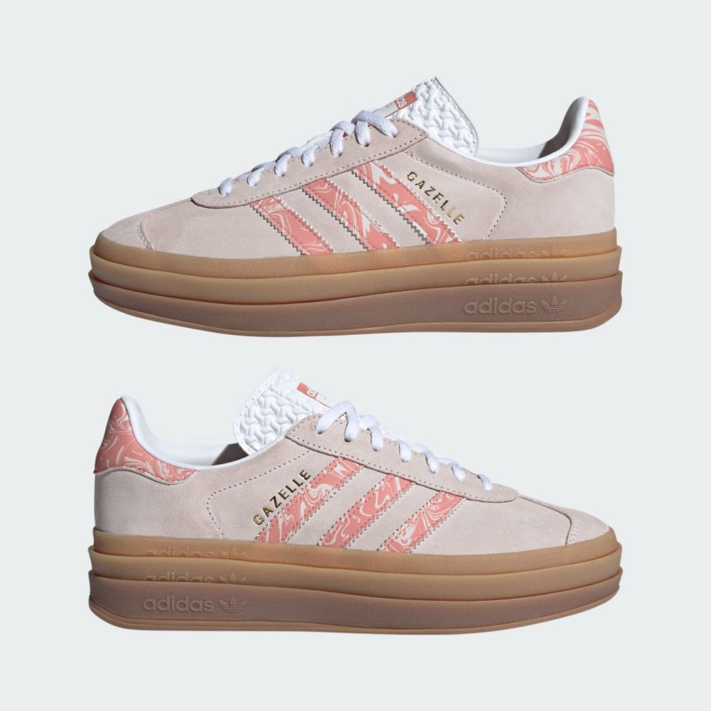 Basket Adidas Gazelle Bold Beige Rose Blanche Femme | UWD-73978900