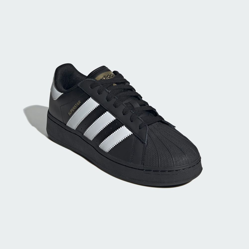 Basket Adidas Superstar XLG Noir Blanche Doré Femme | FDK-12259757