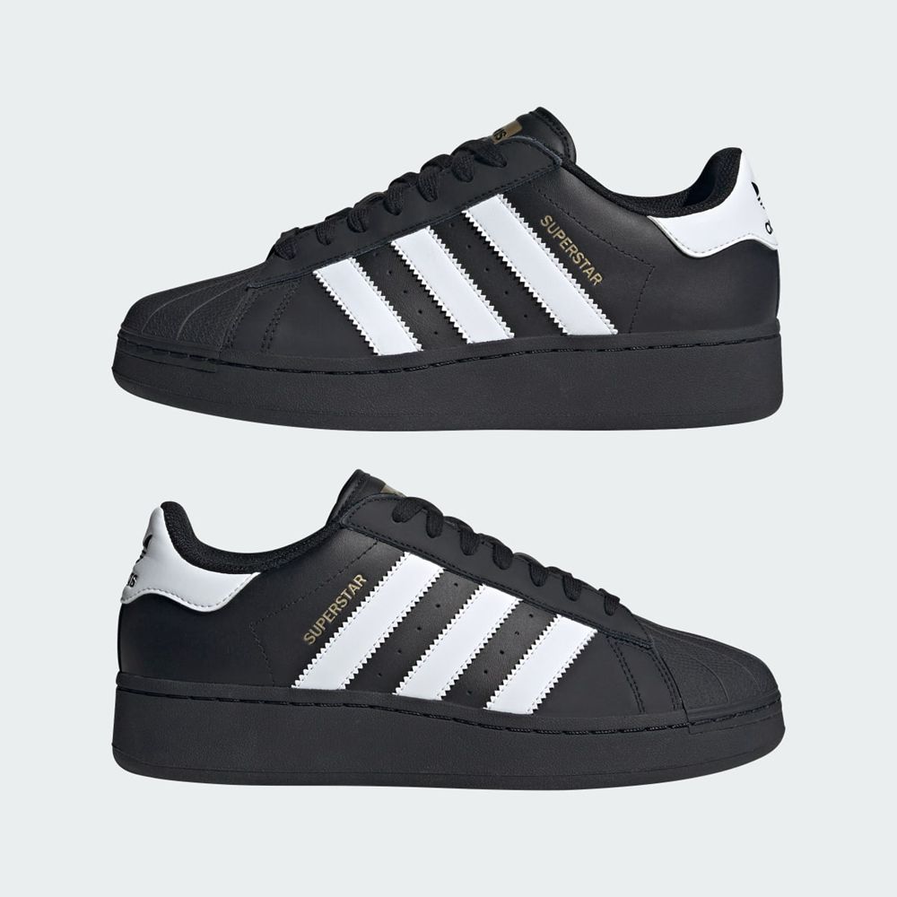 Basket Adidas Superstar XLG Noir Blanche Doré Femme | FDK-12259757