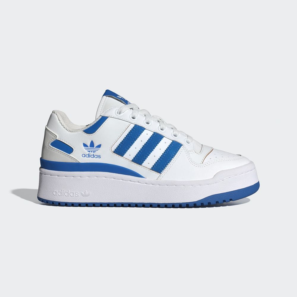 Basket Adidas Forum Bold Stripes Blanche Bleu Grise Femme | DOW-62753945