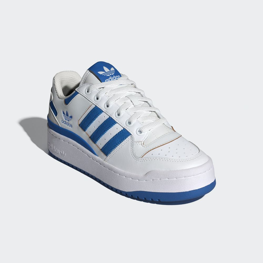 Basket Adidas Forum Bold Stripes Blanche Bleu Grise Femme | DOW-62753945