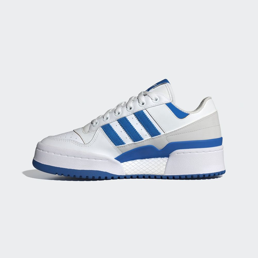 Basket Adidas Forum Bold Stripes Blanche Bleu Grise Femme | DOW-62753945