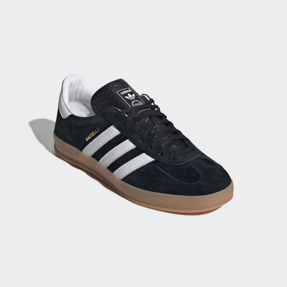 Basket Adidas Gazelle Indoor Noir Blanche Femme | ZFI-28825355