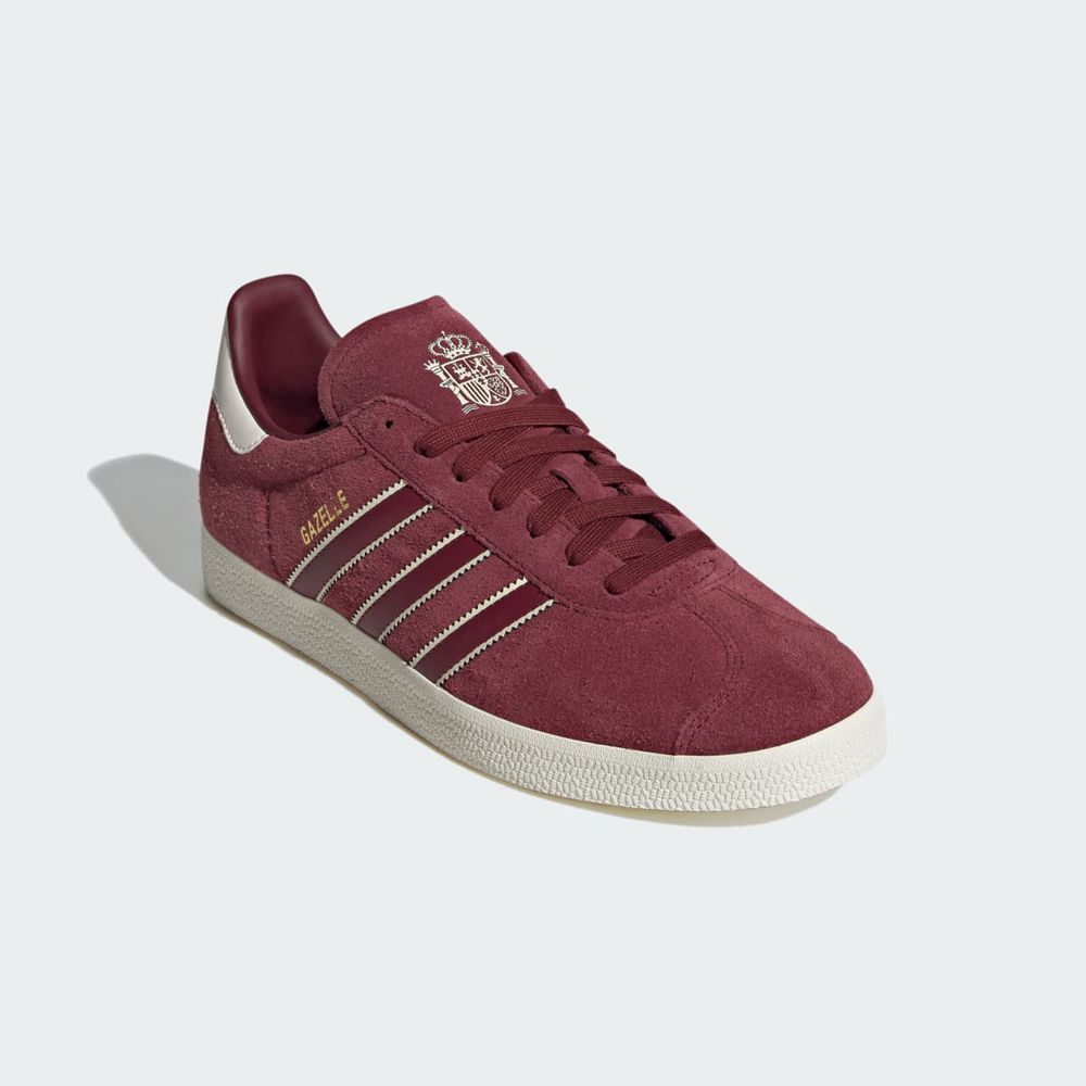 Basket Adidas Gazelle Spain Bordeaux Blanche Doré Femme | ROF-34351059