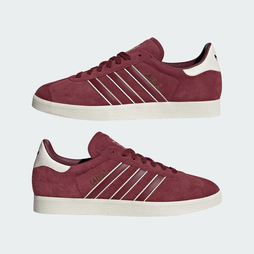 Basket Adidas Gazelle Spain Bordeaux Blanche Doré Femme | ROF-34351059