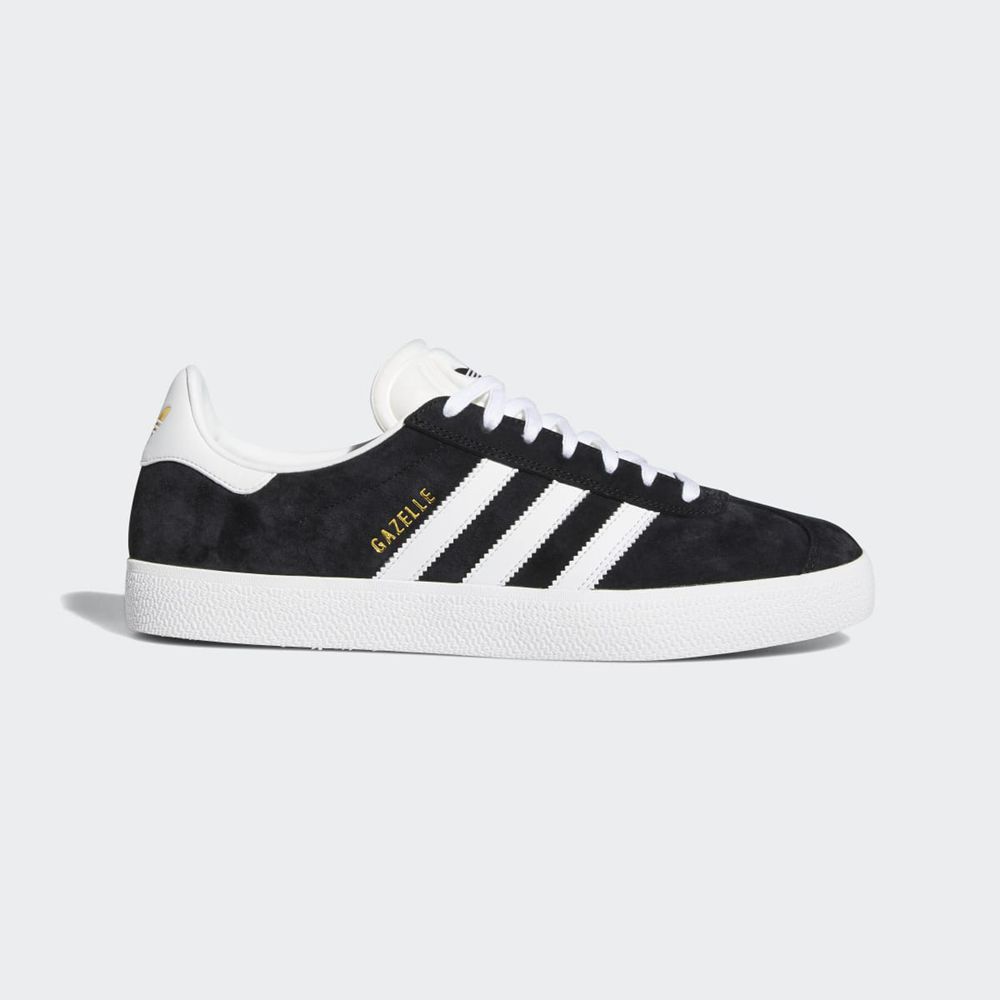 Basket Adidas Gazelle ADV Noir Blanche Doré Femme | FIB-46541324