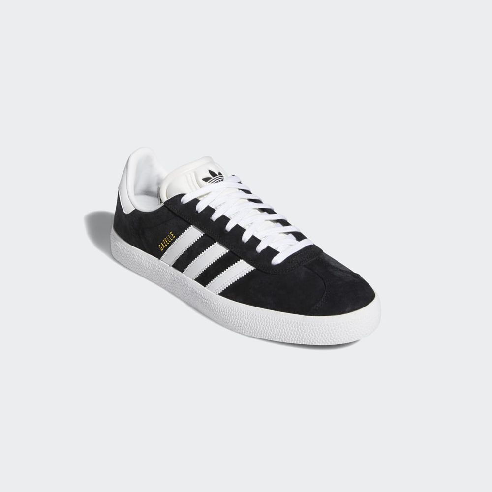 Basket Adidas Gazelle ADV Noir Blanche Doré Femme | FIB-46541324