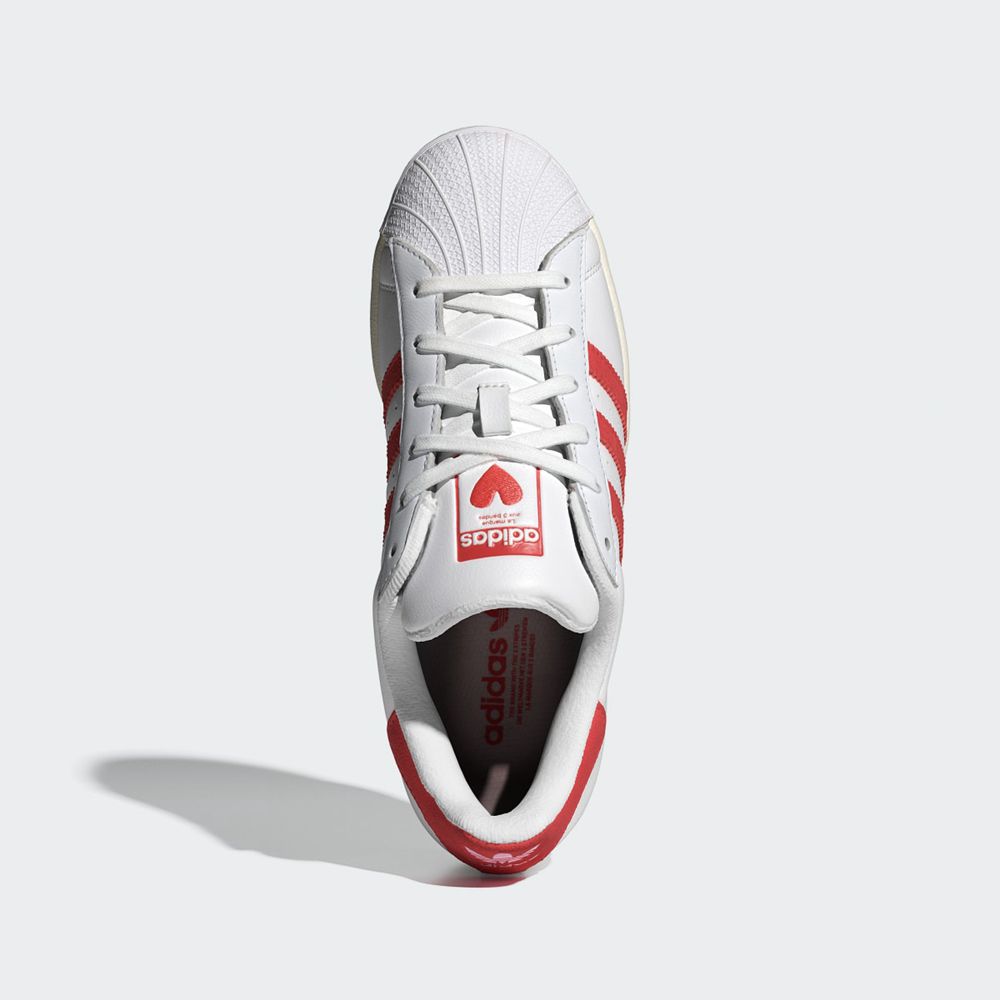 Basket Adidas Superstar Blanche Rouge Femme | LND-80939590