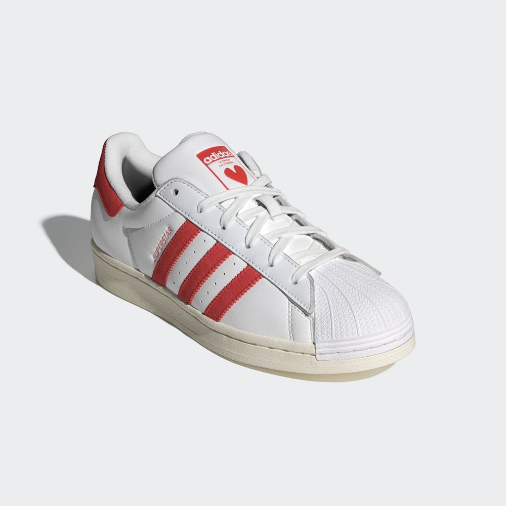 Basket Adidas Superstar Blanche Rouge Femme | LND-80939590