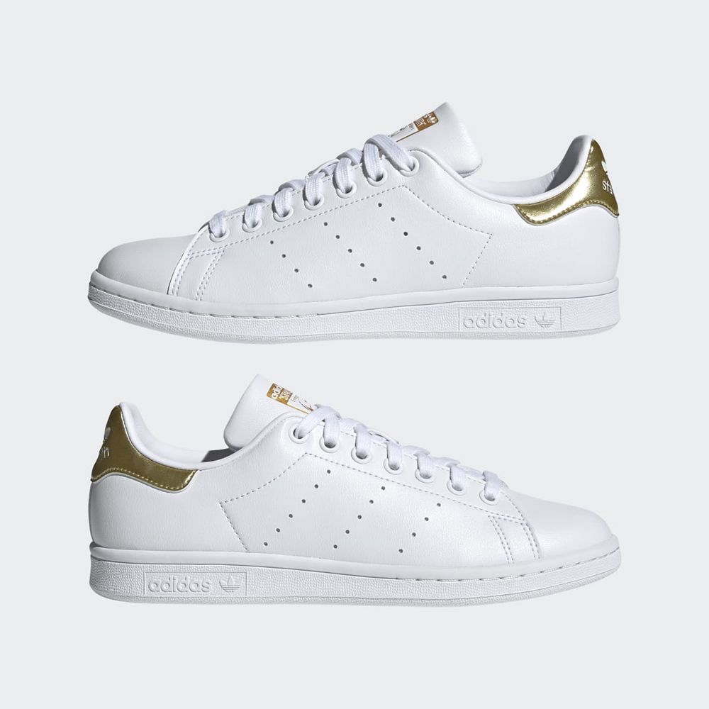 Basket Adidas Stan Smith Blanche Doré Femme | JDH-98189199