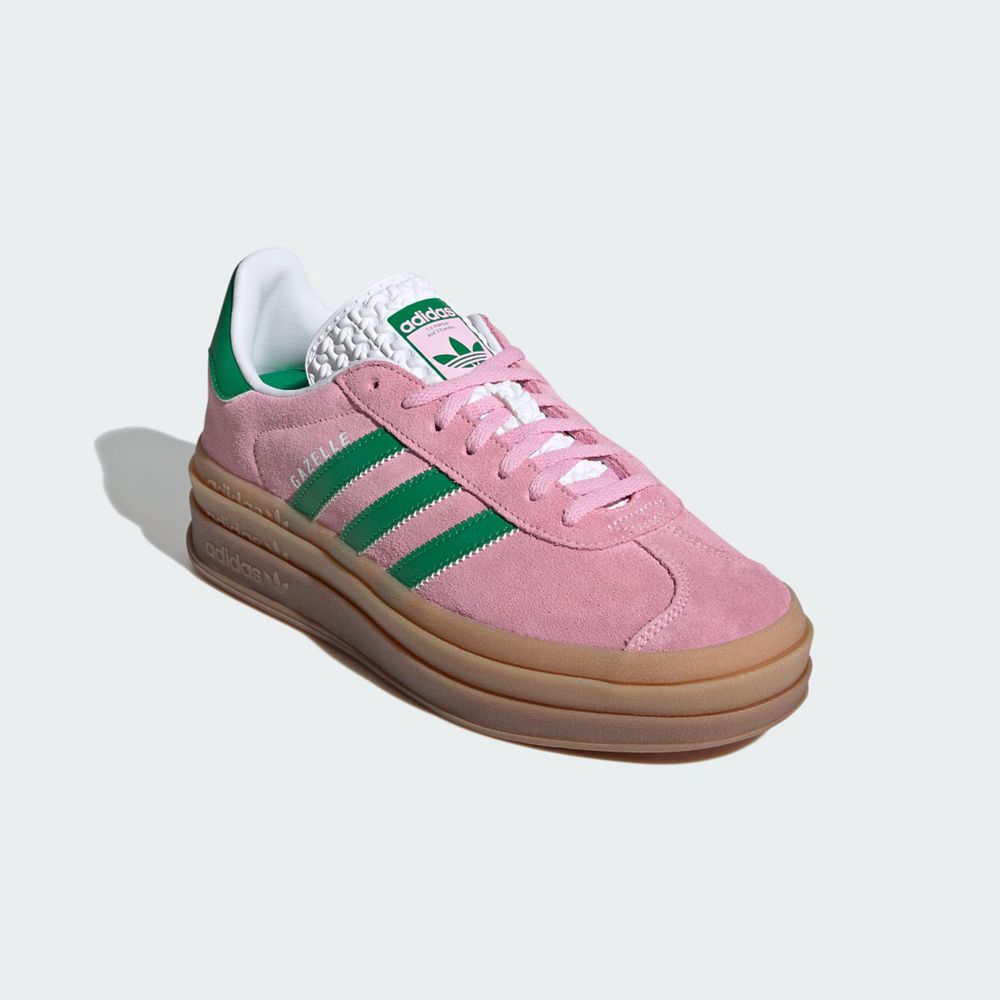 Basket Adidas Gazelle Bold Rose Vert Blanche Femme | RYR-87518249