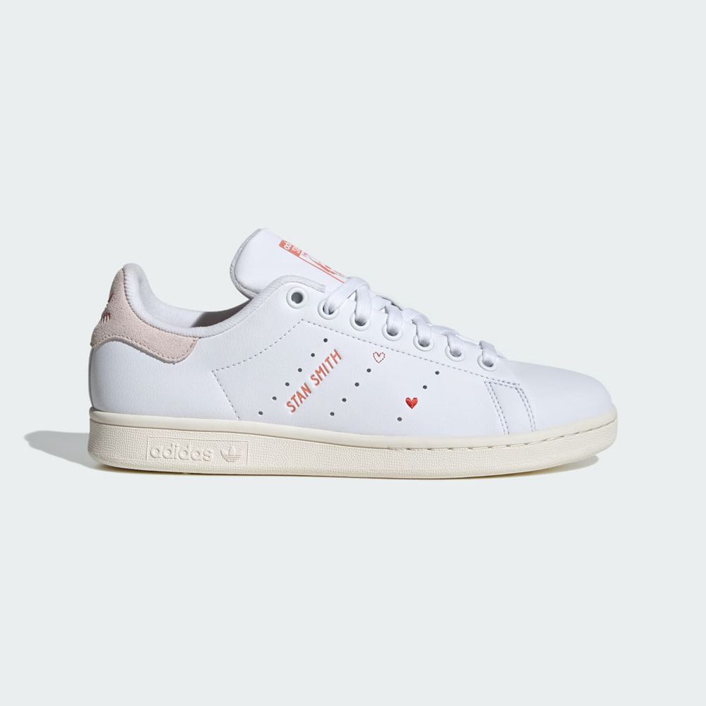 Basket Adidas Stan Smith Blanche Rouge Femme | JKR-67191019