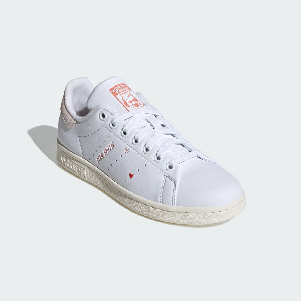 Basket Adidas Stan Smith Blanche Rouge Femme | JKR-67191019