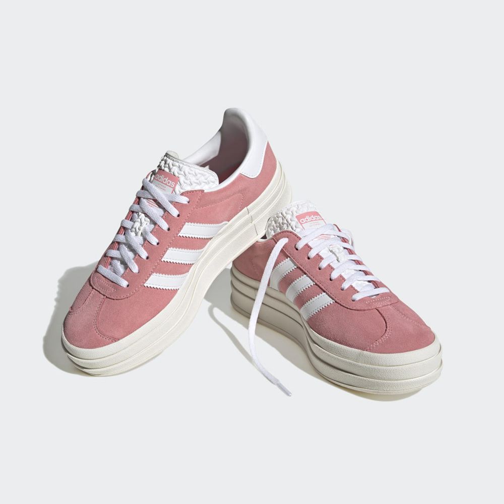 Basket Adidas Gazelle Bold Rose Blanche Femme | MIC-91001612