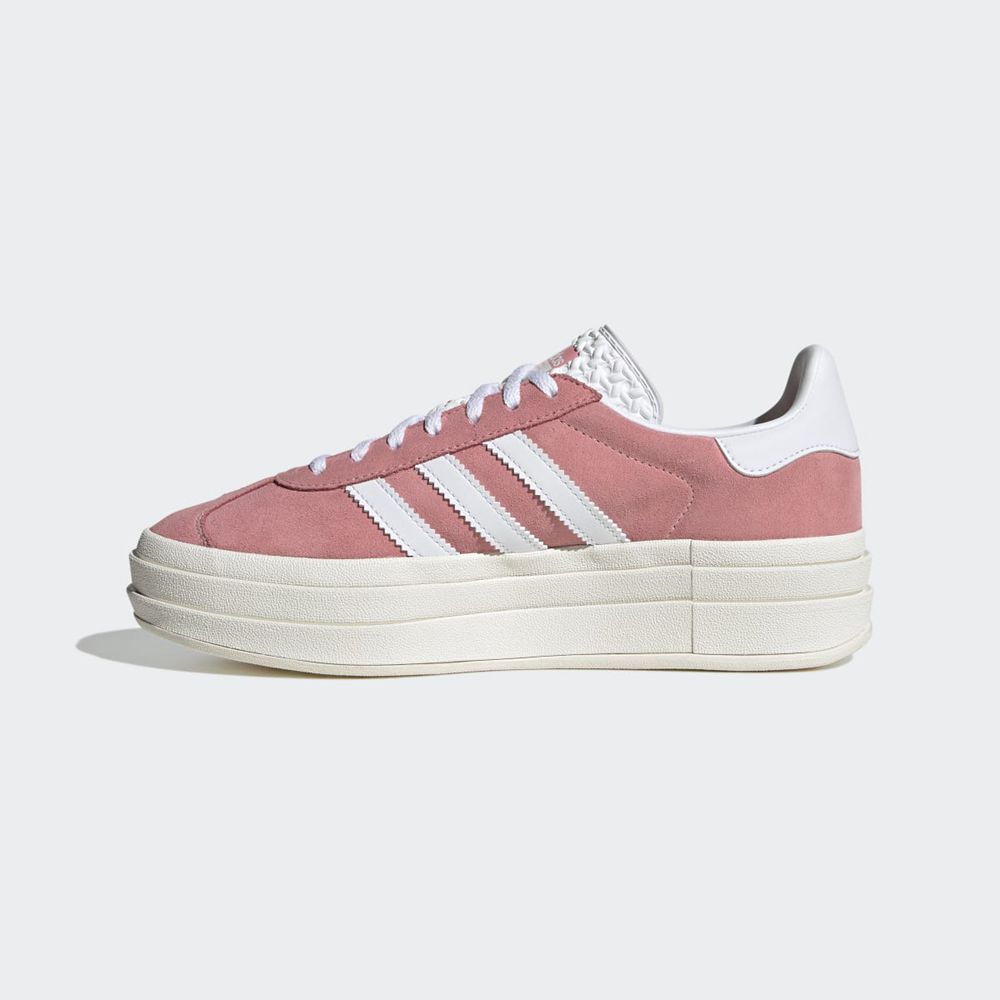 Basket Adidas Gazelle Bold Rose Blanche Femme | MIC-91001612