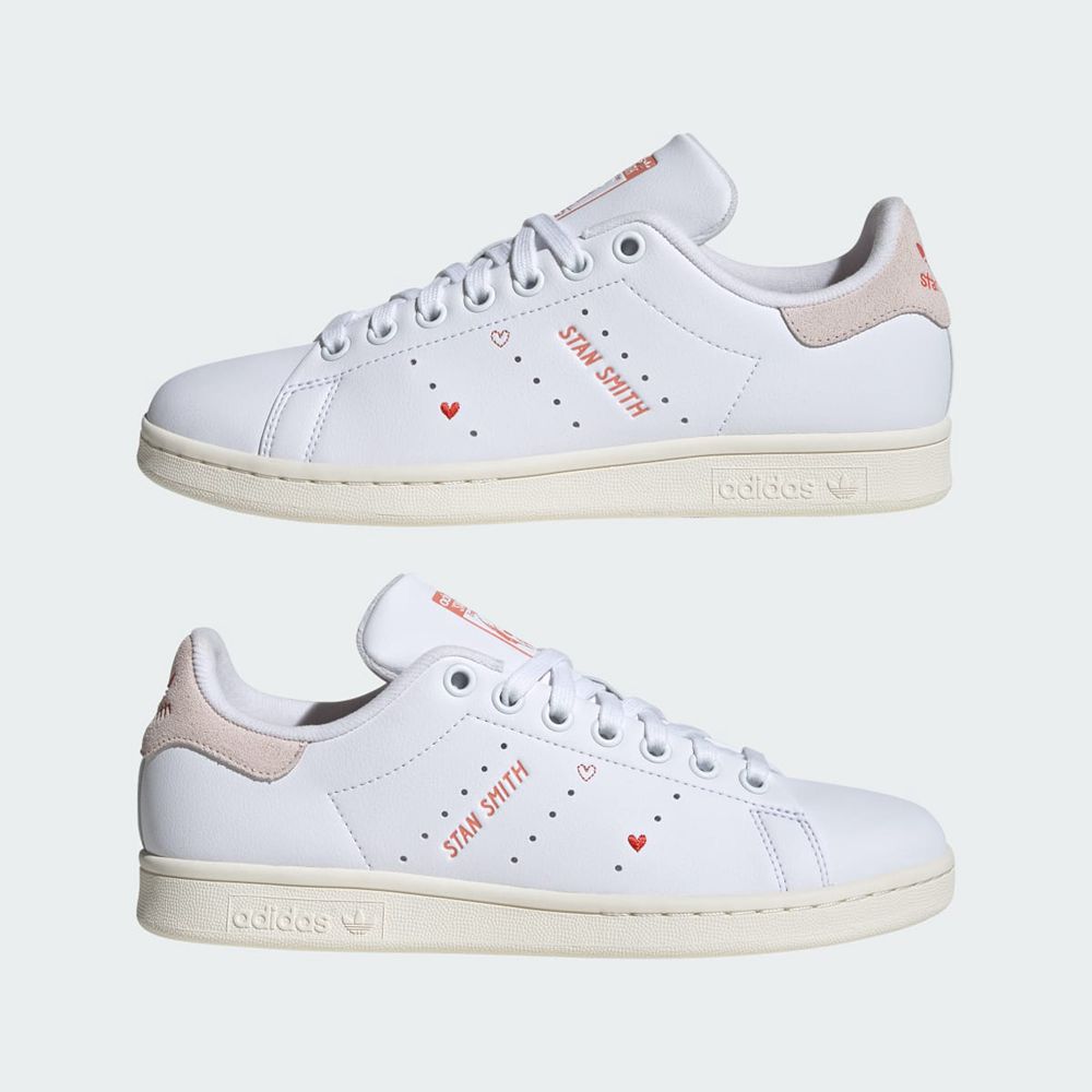 Basket Adidas Stan Smith Blanche Rouge Femme | JKR-67191019