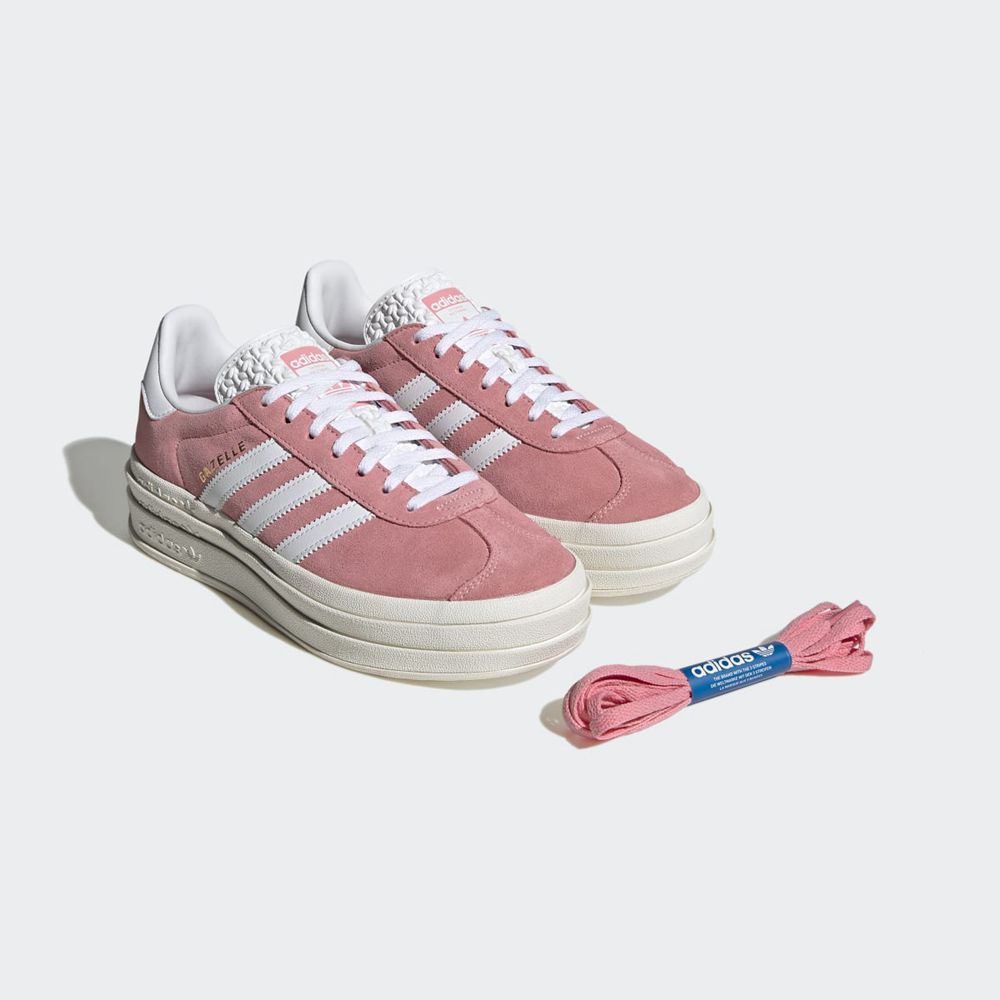 Basket Adidas Gazelle Bold Rose Blanche Femme | MIC-91001612