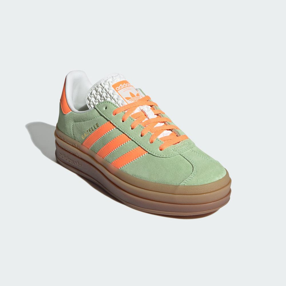 Basket Adidas Gazelle Bold Vert Orange Blanche Femme | BIF-46772048