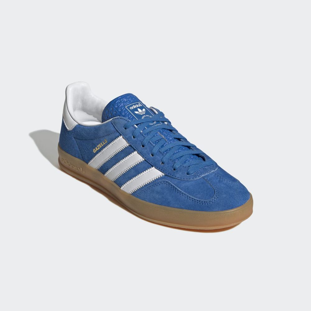 Basket Adidas Gazelle Indoor Bleu Blanche Femme | XVK-14297069