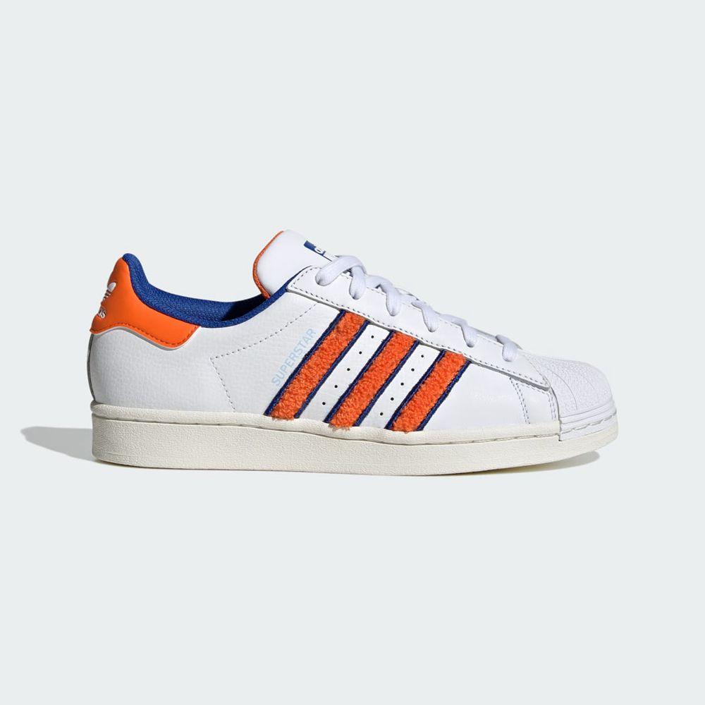 Basket Adidas Superstar Blanche Orange Bleu Femme | RTZ-76696966