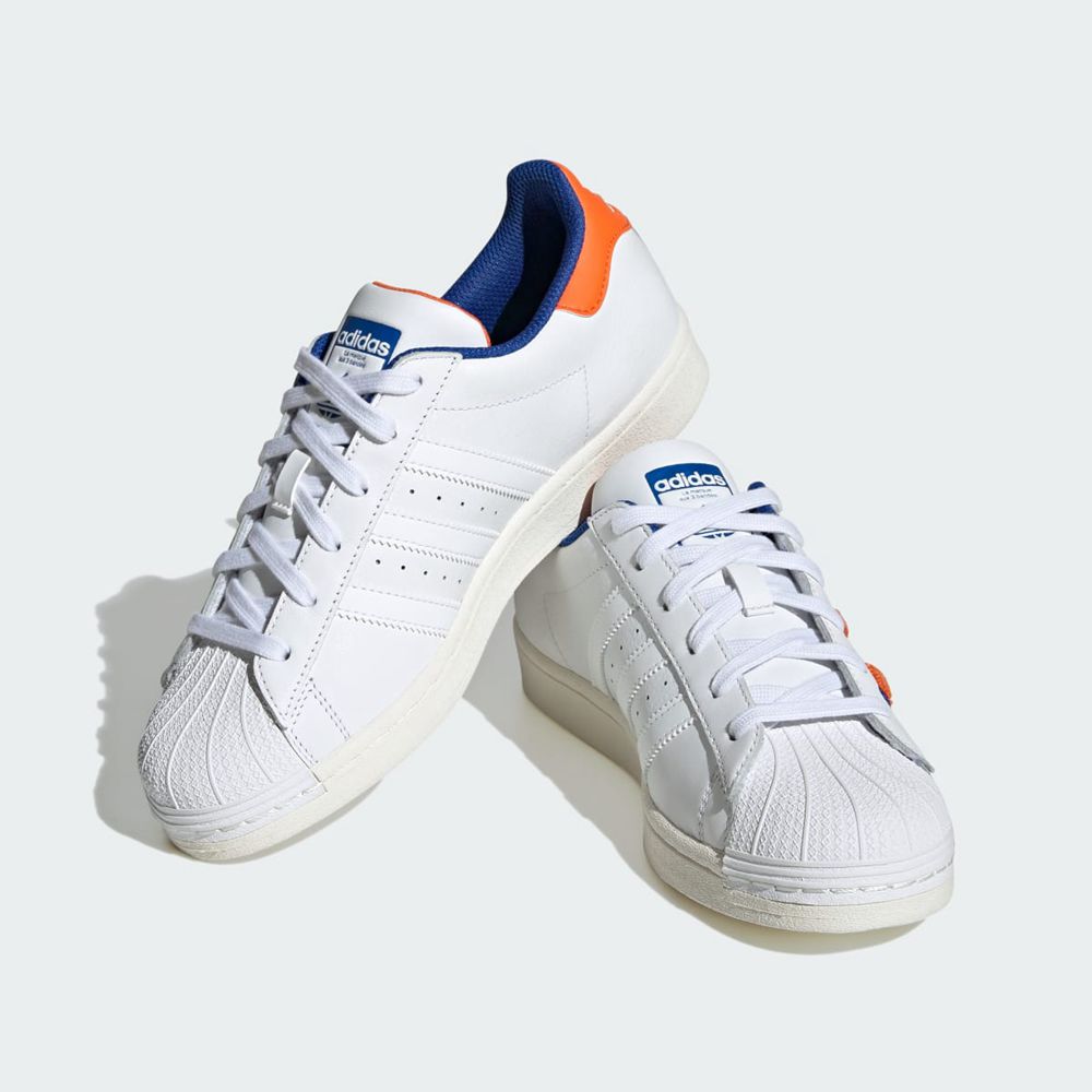 Basket Adidas Superstar Blanche Orange Bleu Femme | RTZ-76696966