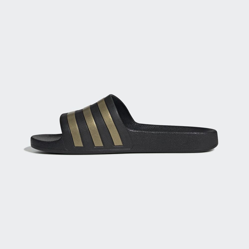 Claquette Adidas Adilette Aqua Noir Doré Femme | QKF-07444854